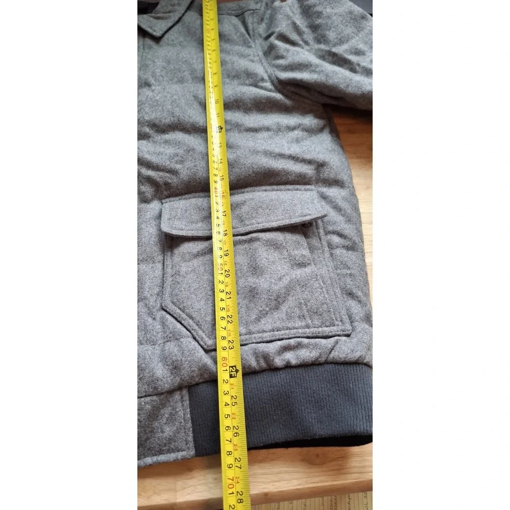 Prana B-Side Jacket Mens Size M Gray Puffer Bomber Wool duck Down Reversible - Picture 8 of 12